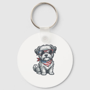 Patriotic Shaggy Dog Vintage Engraving Tank Top_1 Keychain