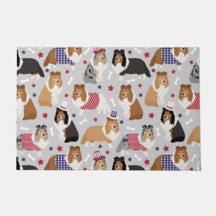 Patriotic Sheltie Shetland Sheepdog Doormat