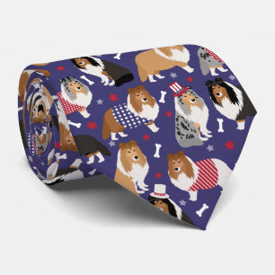 Patriotic Sheltie Shetland Sheepdog Tie