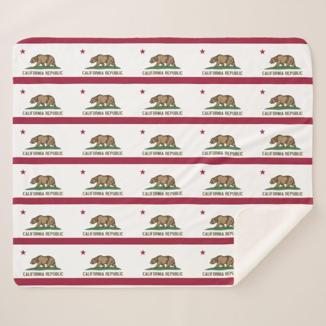 Patriotic Sherpa Blanket with flag of California (Front (Horizontal))