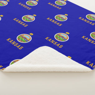 Patriotic Sherpa Blanket with flag of Kansas