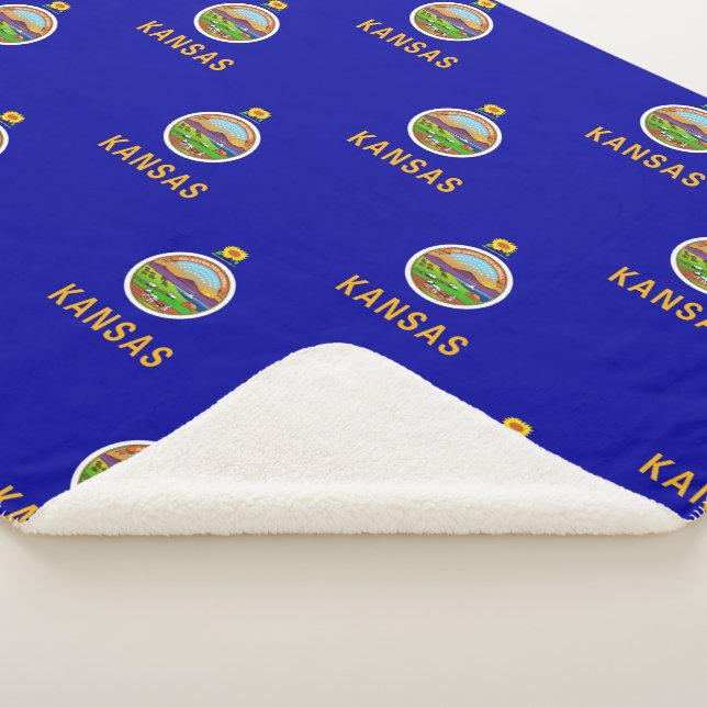 Patriotic Sherpa Blanket with flag of Kansas (3/4)