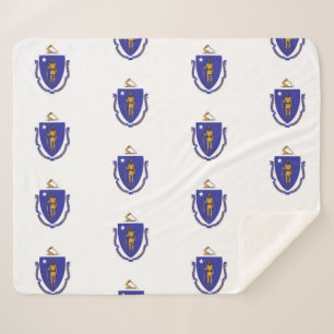 Patriotic Sherpa Blanket with Massachusetts flag