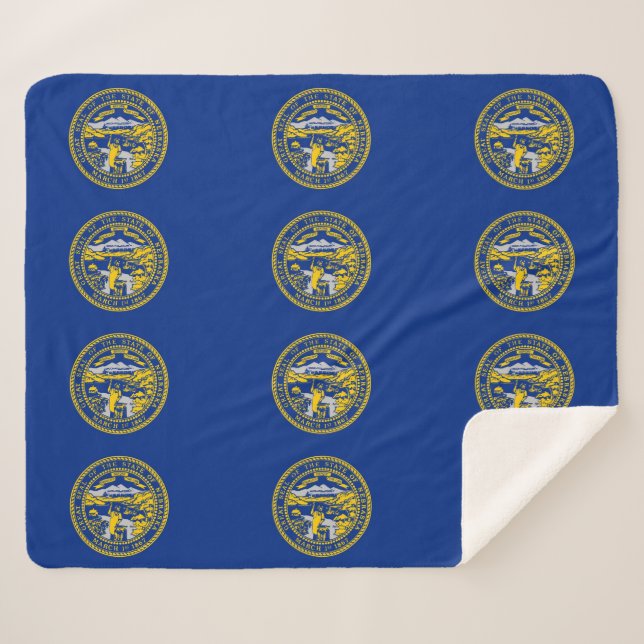 Patriotic Sherpa Blanket with Nebraska flag (Front (Horizontal))