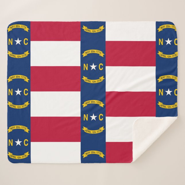 Patriotic Sherpa Blanket with North Carolina flag (Front (Horizontal))