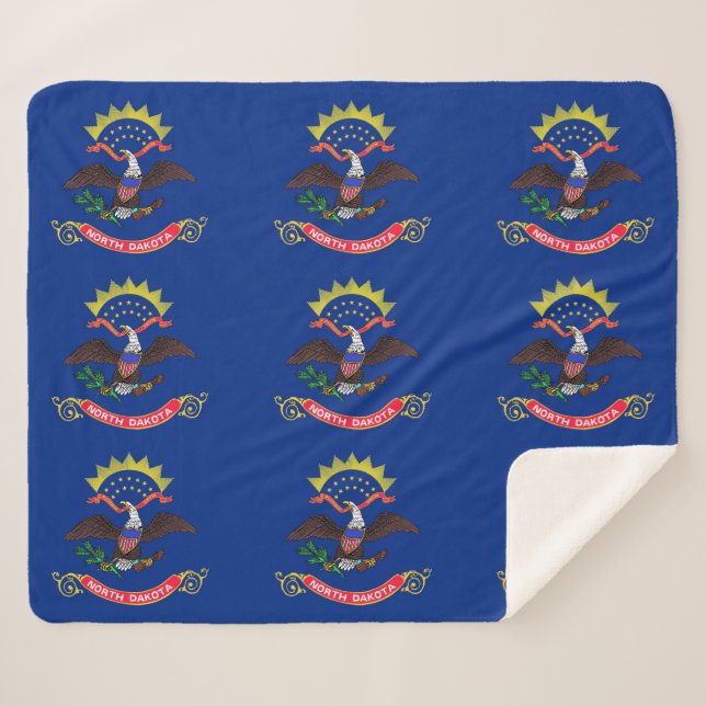 Patriotic Sherpa Blanket with North Dakota flag (Front (Horizontal))
