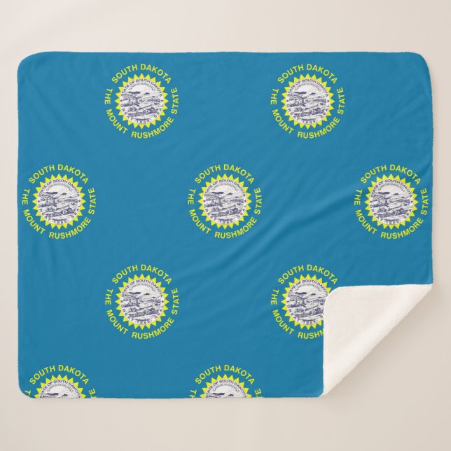 Patriotic Sherpa Blanket with South Dakota flag (Front (Horizontal))