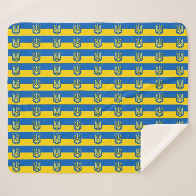 Patriotic Sherpa Blanket with Ukraine flag (Front (Horizontal))
