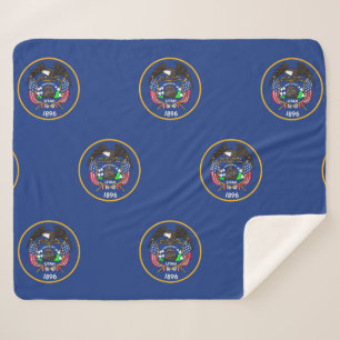Patriotic Sherpa Blanket with Utah flag