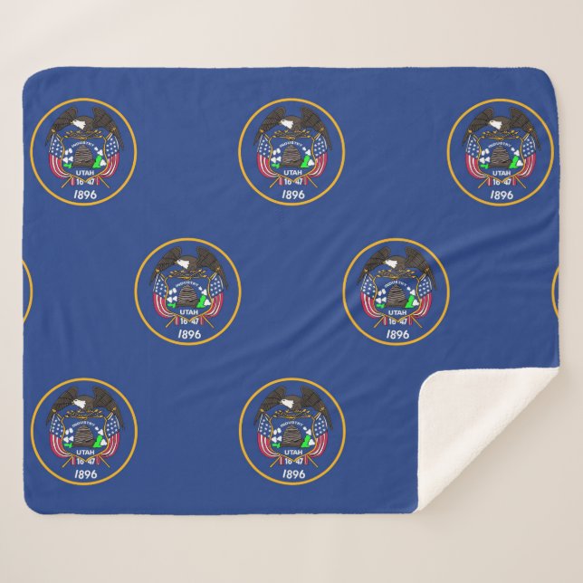 Patriotic Sherpa Blanket with Utah flag (Front (Horizontal))