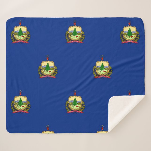 Patriotic Sherpa Blanket with Vermont flag (Front (Horizontal))