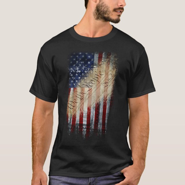 Patriotic Shirt WE THE PEOPLE American Flag (Front)