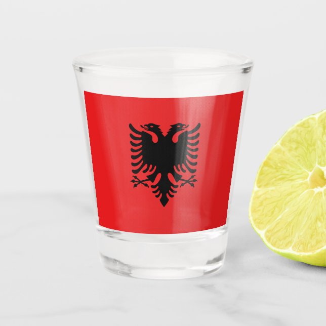 Patriotic shot glass with flag of Albania (Front)
