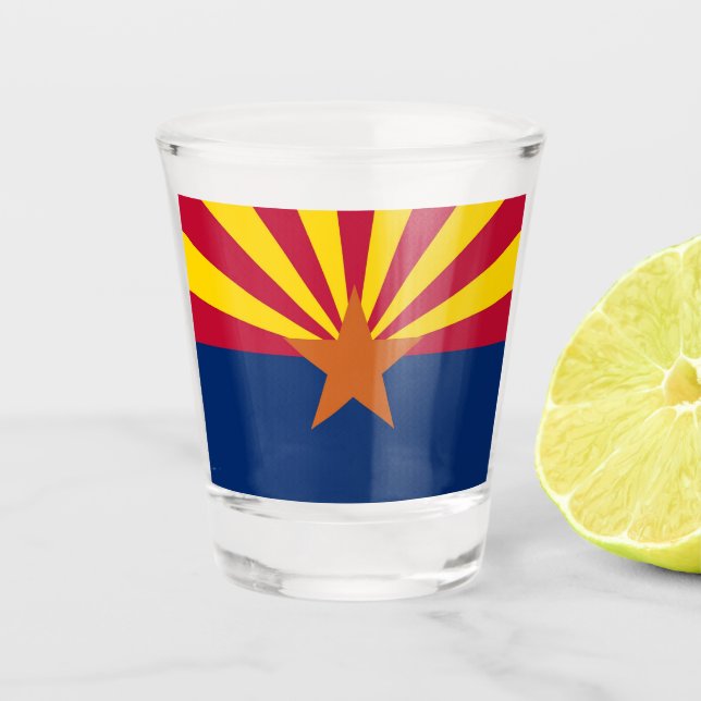 Patriotic shot glass with flag of Arizona, USA (Front)
