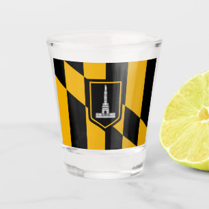 Patriotic shot glass with flag of Baltimore