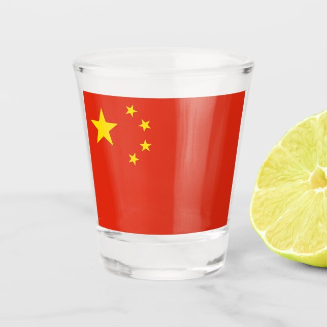 Patriotic shot glass with flag of China (Front)