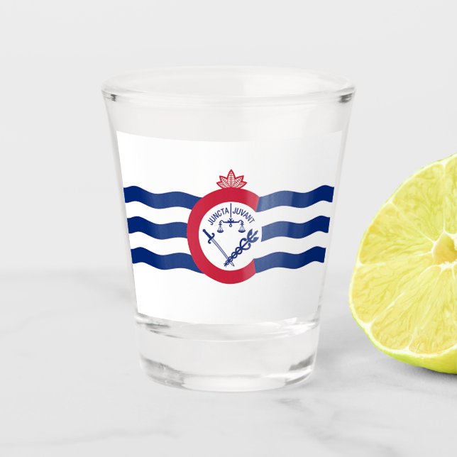 Patriotic shot glass with flag of Cincinnati (Front)