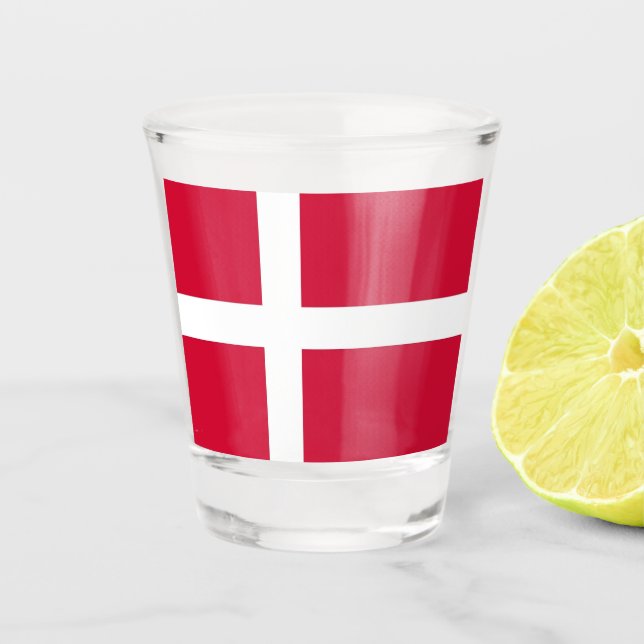 Patriotic shot glass with flag of Denmark (Front)