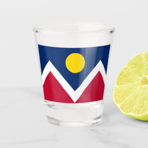Patriotic shot glass with flag of Denver City