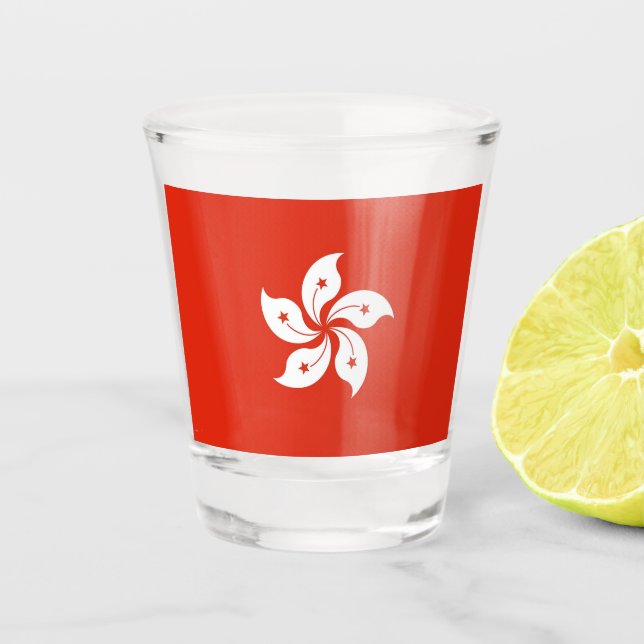 Patriotic shot glass with flag of Hong Kong (Front)