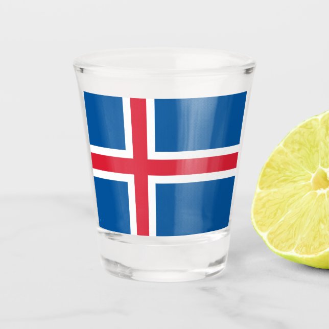 Patriotic shot glass with flag of Iceland (Front)