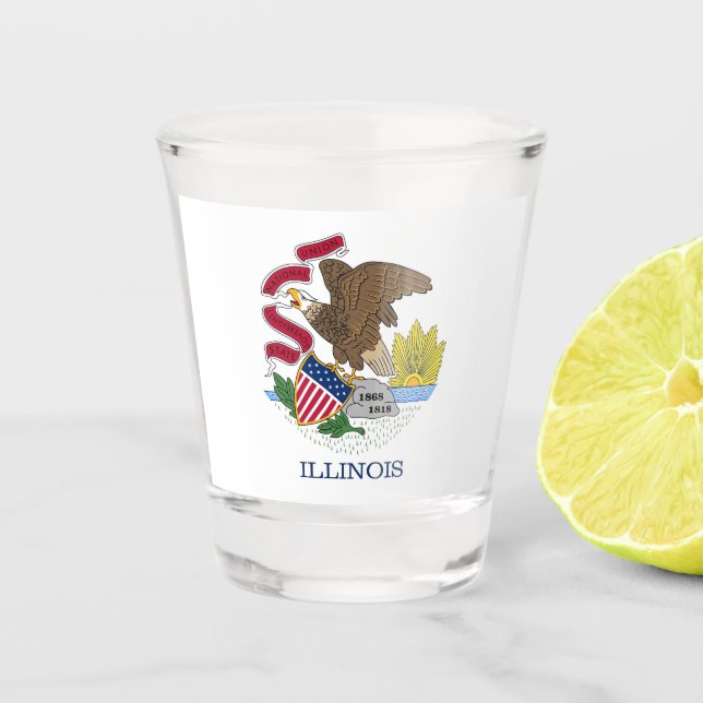 Patriotic shot glass with flag of Illinois (Front)