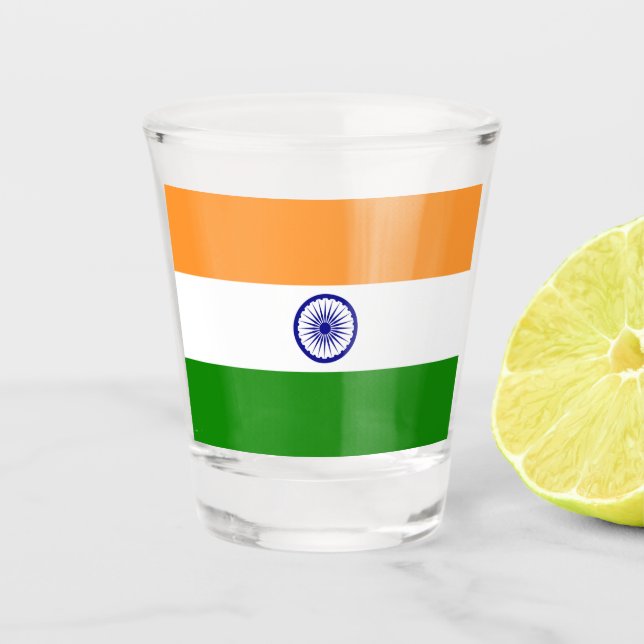 Patriotic shot glass with flag of India (Front)