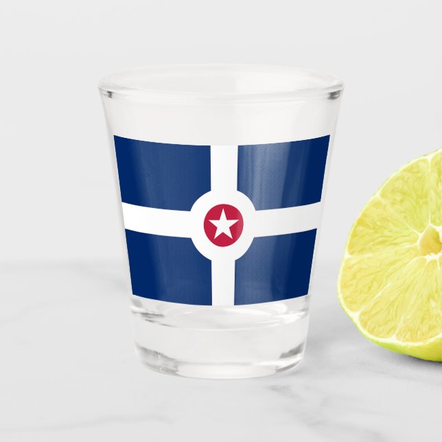Patriotic shot glass with flag of Indianapolis (Front)