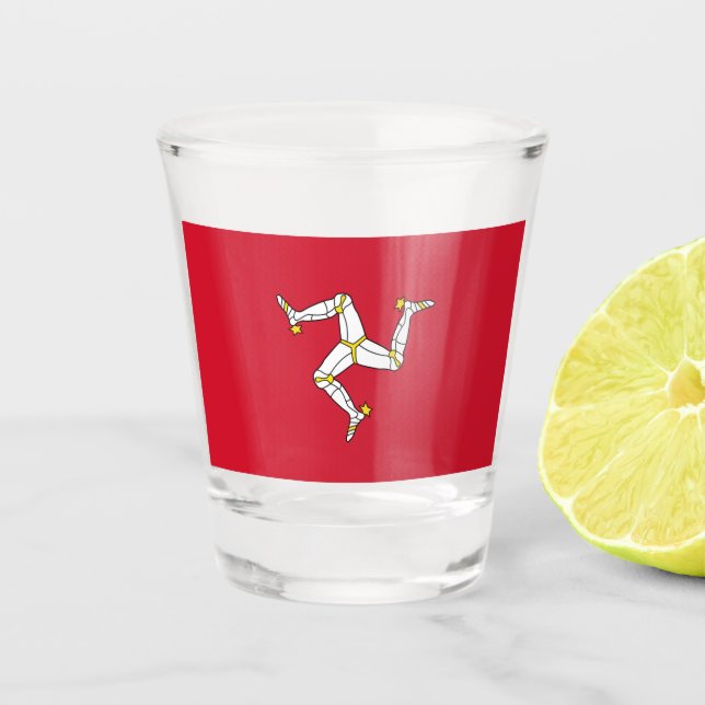 Patriotic shot glass with flag of Isle of Man (Front)