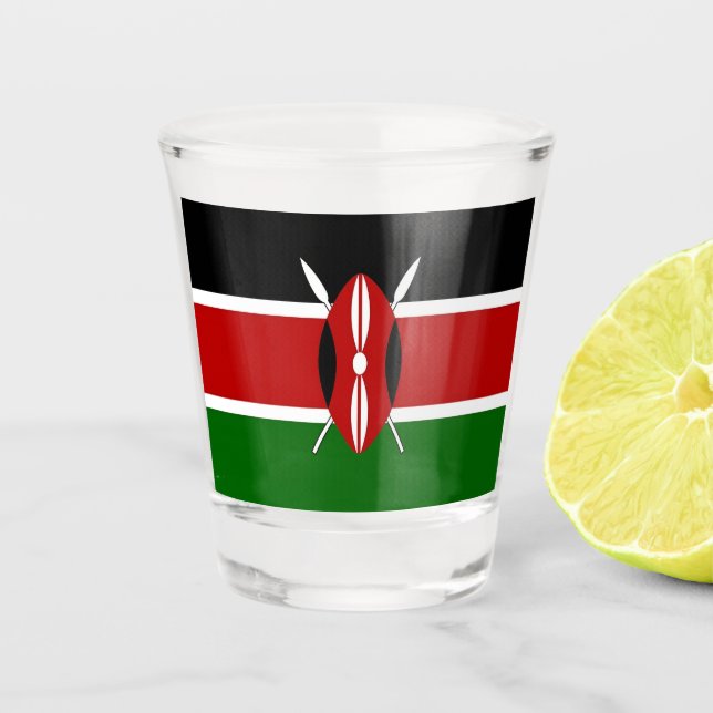 Patriotic shot glass with flag of Kenya (Front)