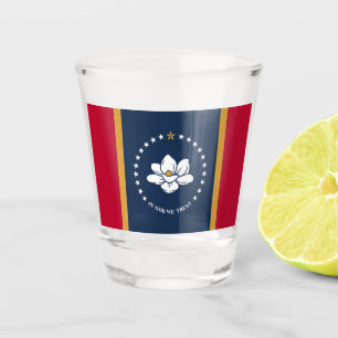 Patriotic shot glass with flag of Mississippi