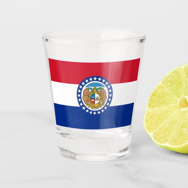 Patriotic shot glass with flag of Missouri (Front)