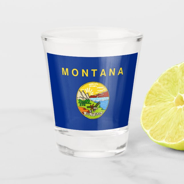 Patriotic shot glass with flag of Montana (Front)