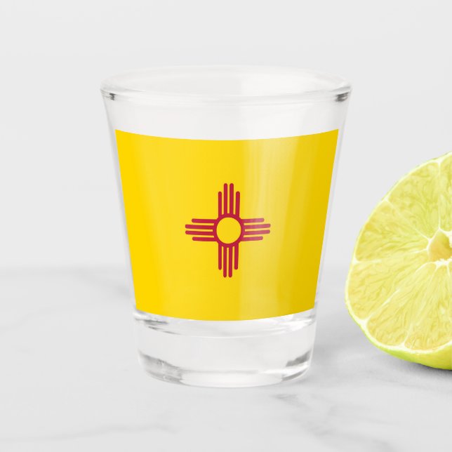 Patriotic shot glass with flag of New Mexico (Front)