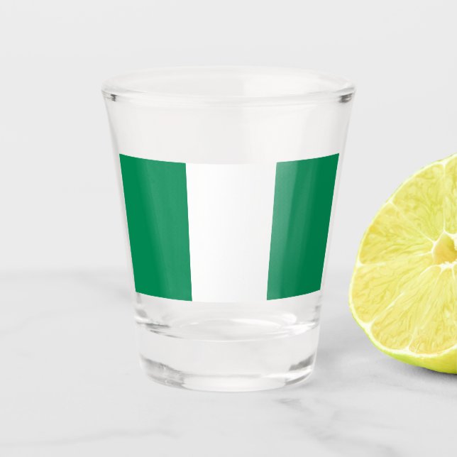 Patriotic shot glass with flag of Nigeria (Front)