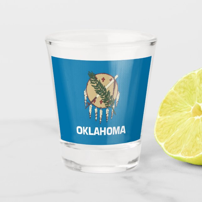 Patriotic shot glass with flag of Oklahoma (Front)
