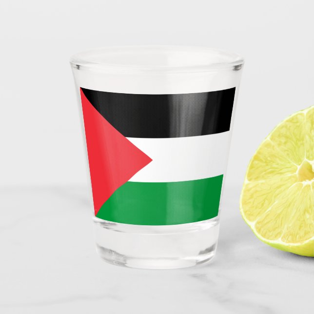 Patriotic shot glass with flag of Palestine (Front)