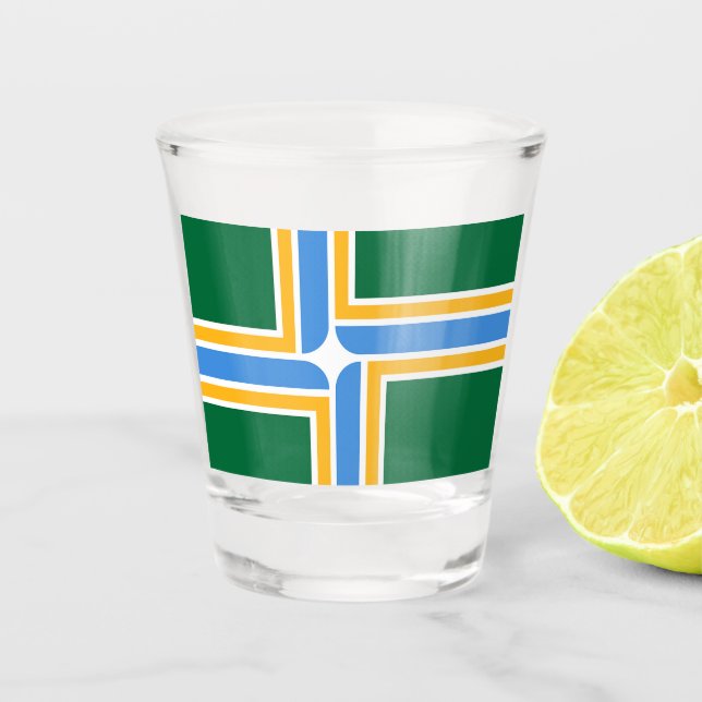 Patriotic shot glass with flag of Portland (Front)