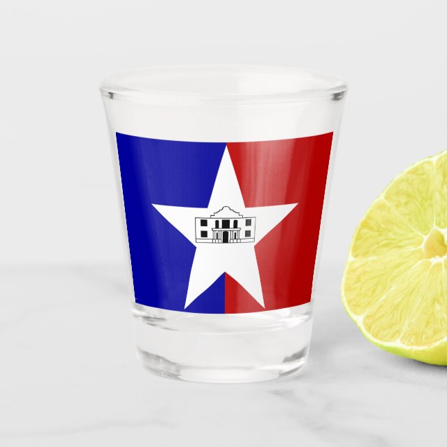 Patriotic shot glass with flag of San Antonio (Front)