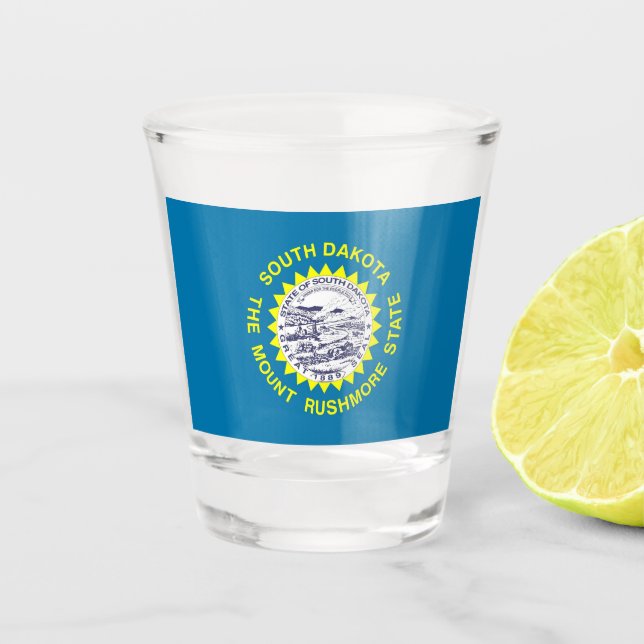 Patriotic shot glass with flag of South Dakota (Front)