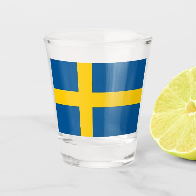Patriotic shot glass with flag of Sweden (Front)