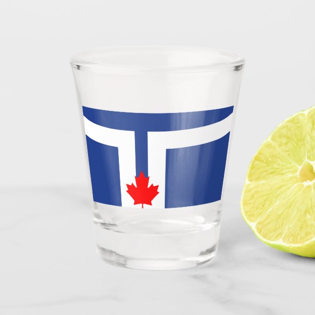 Patriotic shot glass with flag of Toronto, Canada (Front)