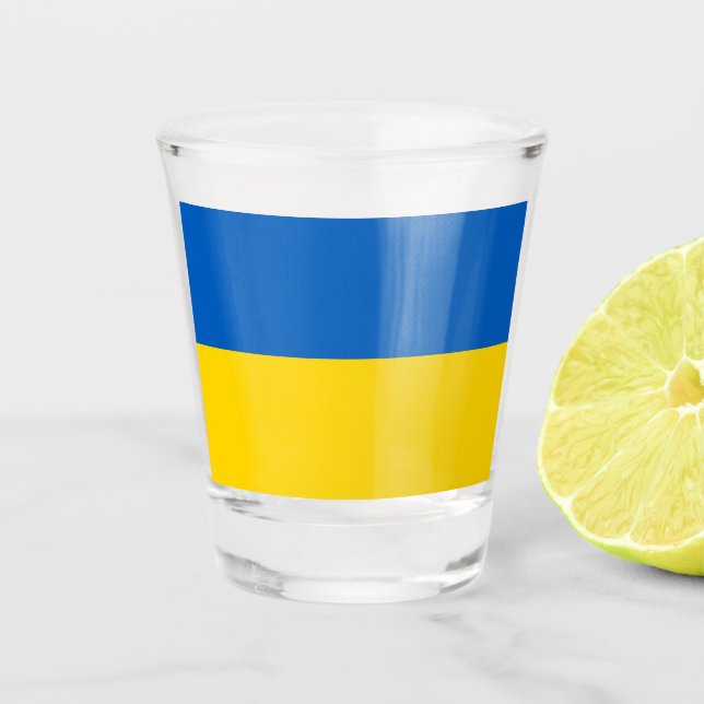 Patriotic shot glass with flag of Ukraine (Front)