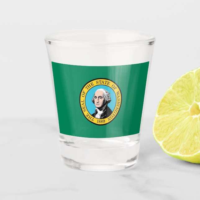 Patriotic shot glass with flag of Washington State (Front)