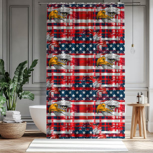 Patriotic Shower Curtain Eagle & Flag Home Style