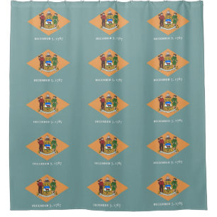 Patriotic Shower Curtain with Flag of Delaware