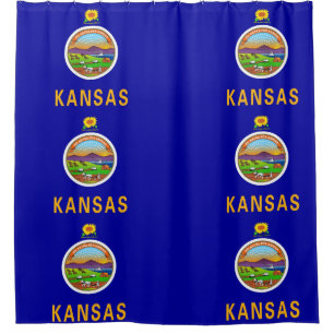 Patriotic Shower Curtain with Flag of Kansas