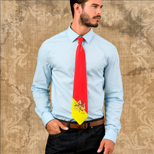 Patriotic Sicily Tie, Triskelion, Sicilian flag Tie