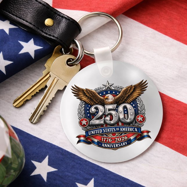 Patriotic Silver Semiquincentennial Emblem Keychain (Creator Uploaded)