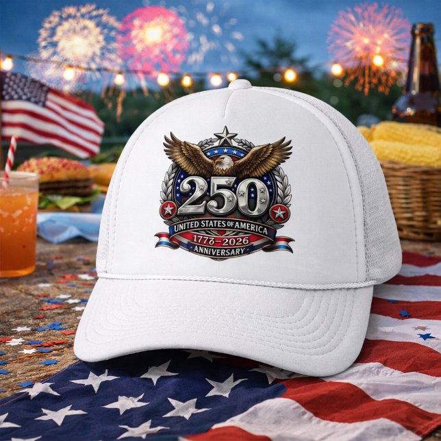 Patriotic Silver Semiquincentennial Emblem Trucker Hat (Creator Uploaded)